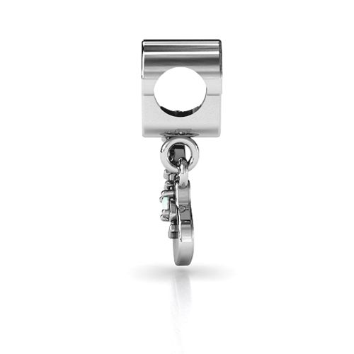 Music Lovers Bracelet Charm – Sterling Silver with Opal