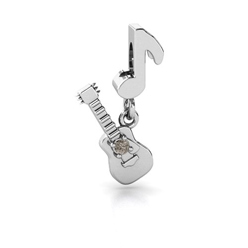 Music Lovers Bracelet Charm – Sterling Silver with Smokey Quartz