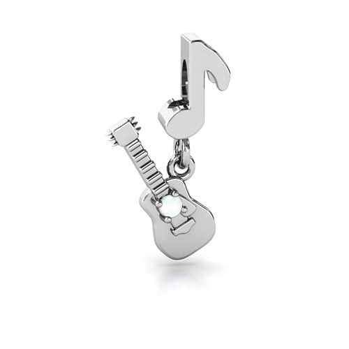 Music Lovers Bracelet Charm – Sterling Silver with Opal