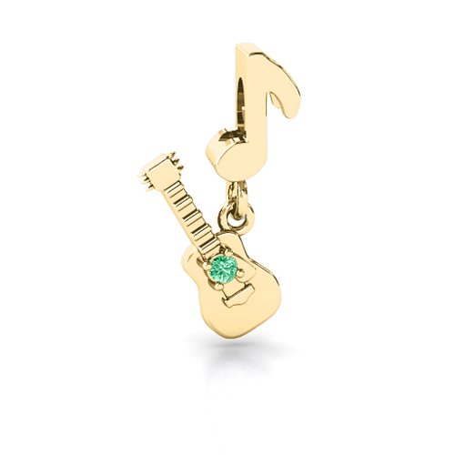 Music Lovers Bracelet Charm – 9kt Yellow Gold with Emerald