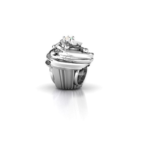 Cupcake Bracelet Charm – Sterling Silver with Opal