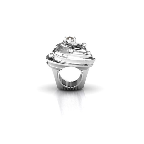 Cupcake Bracelet Charm – Sterling Silver with Smokey Quartz
