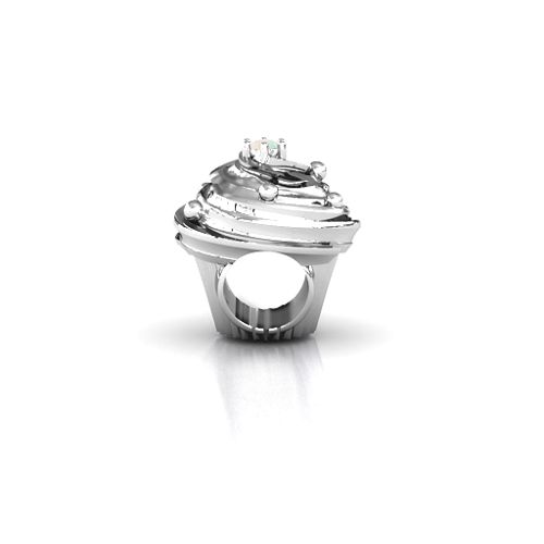 Cupcake Bracelet Charm – Sterling Silver with Opal