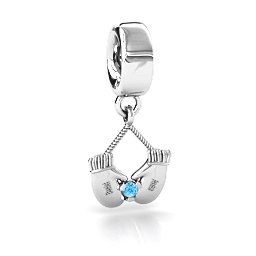Smitten for Mittens Bracelet Charm in 925 Sterling Silver with Blue Topaz