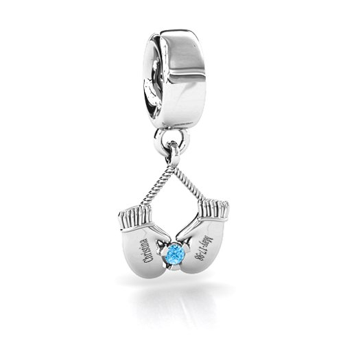 Smitten for Mittens Bracelet Charm – Sterling Silver with Blue Topaz