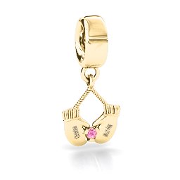 Smitten for Mittens Bracelet Charm in 9K Solid Yellow Gold with Pink Tourmaline