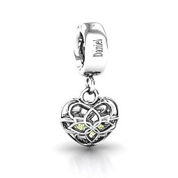 Beautiful Blossom Caged Bracelet Charm in 925 Sterling Silver with Peridot, Blue Sapphire, and Cubic Zirconia
