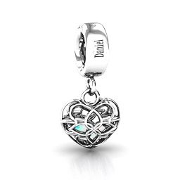 Beautiful Blossom Caged Bracelet Charm in 925 Sterling Silver with Opal, Blue Sapphire, and Cubic Zirconia