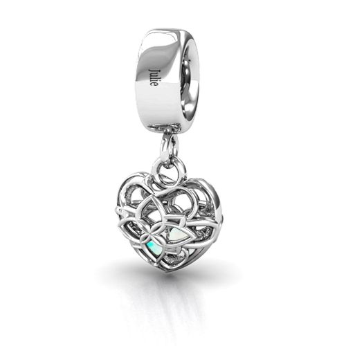 Beautiful Blossom Caged Bracelet Charm – Sterling Silver with Opal