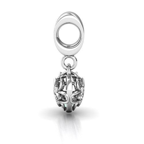 Beautiful Blossom Caged Bracelet Charm – Sterling Silver with Opal