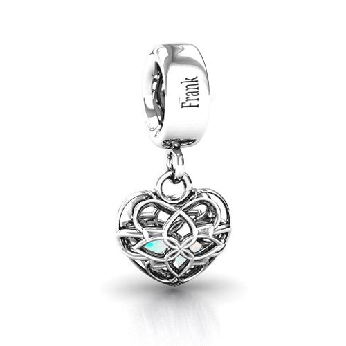 Beautiful Blossom Caged Bracelet Charm – Sterling Silver with Opal