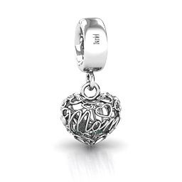 A Mother's Love Caged Bracelet Charm in 925 Sterling Silver with Alexandrite, Pink Tourmaline, and Cubic Zirconia