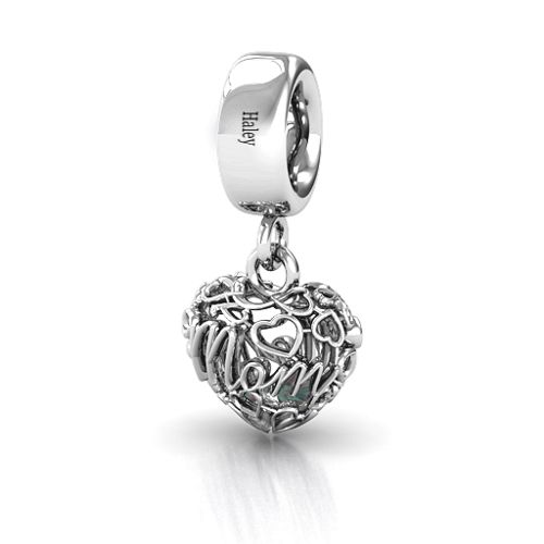 A Mother's Love Caged Bracelet Charm – Sterling Silver with Alexandrite