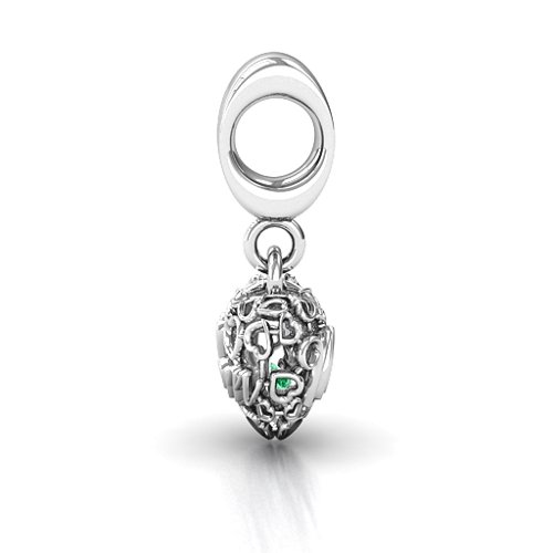 A Mother's Love Caged Bracelet Charm – Sterling Silver with Emerald