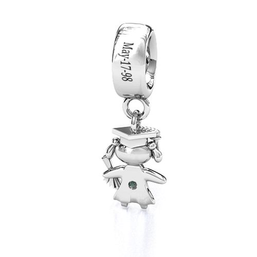 She Graduated! Bracelet Charm – Sterling Silver with Alexandrite