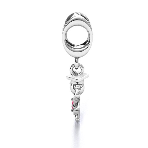 She Graduated! Bracelet Charm – Sterling Silver with Ruby