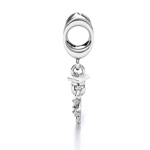 She Graduated! Bracelet Charm – Sterling Silver with Opal