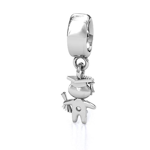 He Graduated! Bracelet Charm – Sterling Silver with Opal