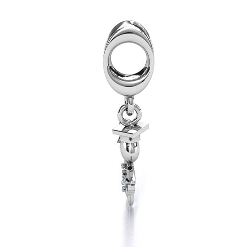 He Graduated! Bracelet Charm – Sterling Silver with Cubic Zirconia