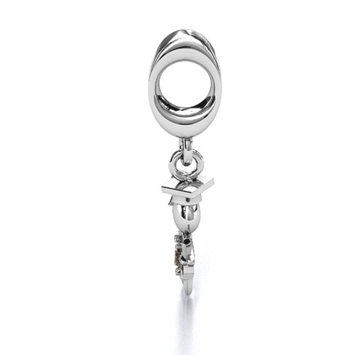 He Graduated! Bracelet Charm – Sterling Silver with Smokey Quartz