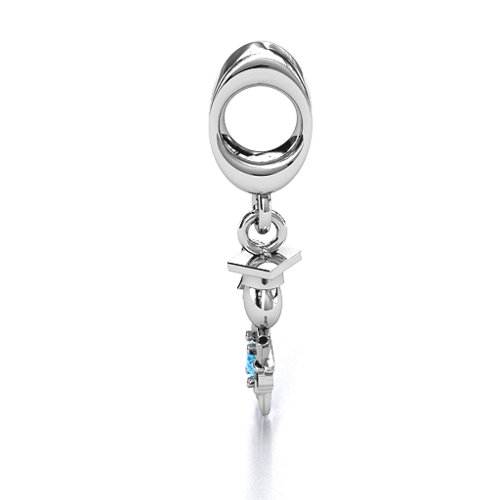 He Graduated! Bracelet Charm – Sterling Silver with Blue Topaz