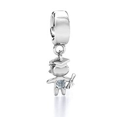 He Graduated! Bracelet Charm – 9kt Yellow Gold with Cubic Zirconia