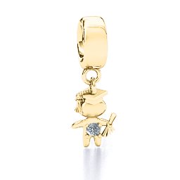 He Graduated! Bracelet Charm in 9K Solid Yellow Gold