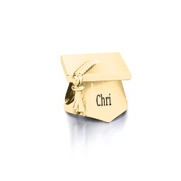 Graduation Cap Bracelet Charm in 9K Solid Yellow Gold