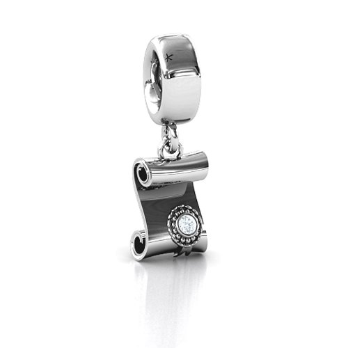 Proud Graduate Bracelet Charm – Sterling Silver with Cubic Zirconia