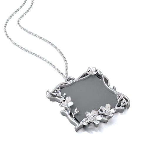 Square Cherry Blossom Photo Frame Necklace