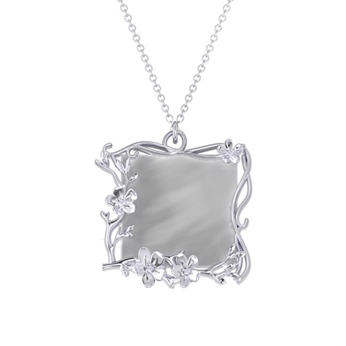 Square Cherry Blossom Photo Frame Necklace