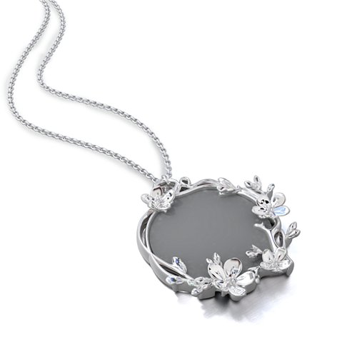 Round Cherry Blossom Photo Frame Necklace