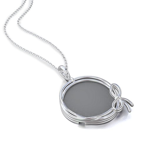 Ribbon And Bow Round Photo Frame Necklace