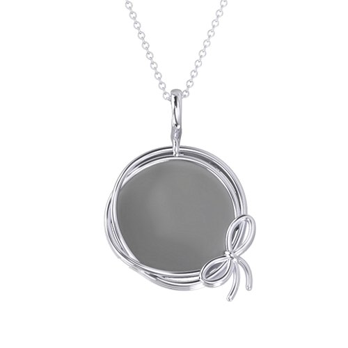 Ribbon And Bow Round Photo Frame Necklace