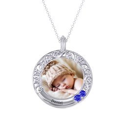 Round Engravable Filligree Photo Frame Necklace
