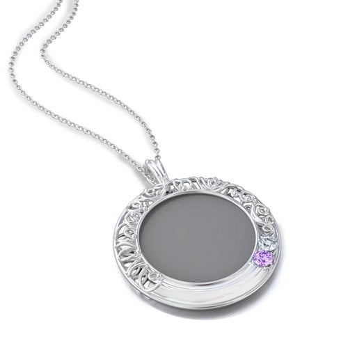 Round Engravable Filligree Photo Frame Necklace