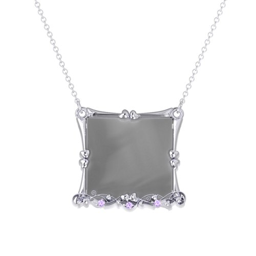 Fancy Square Photo Frame Necklace With Accents
