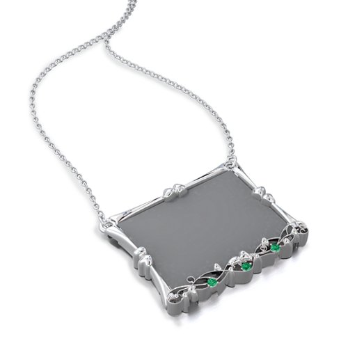 Fancy Rectangular Photo Frame Necklace With Accents