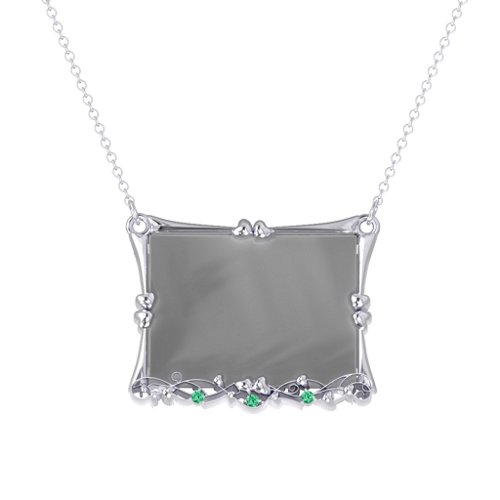 Fancy Rectangular Photo Frame Necklace With Accents