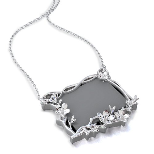 Rectangular Cherry Blossom Photo Frame Necklace