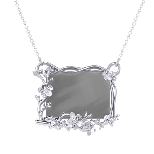 Rectangular Cherry Blossom Photo Frame Necklace