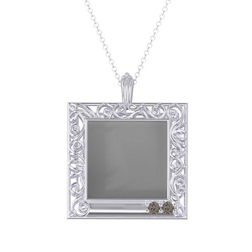Square Engravable Filligree Photo Frame Necklace