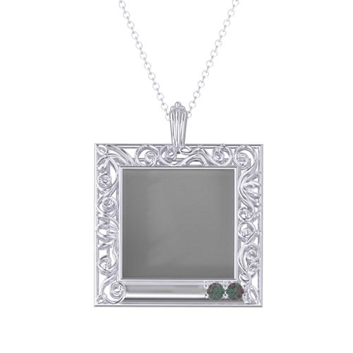 Square Engravable Filligree Photo Frame Necklace