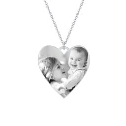 Photo Heart Pendant with Engravable Back