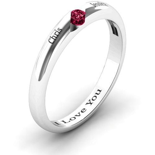 Women's Reveal Stone Grooved Ring