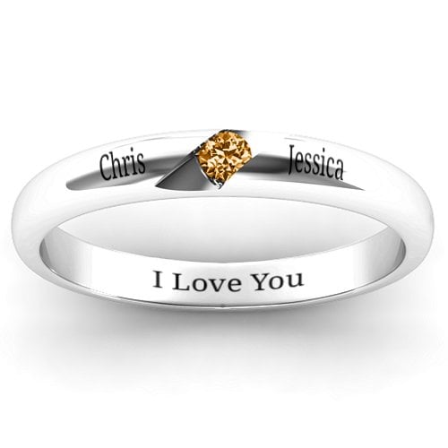 Women's Reveal Stone Grooved Ring