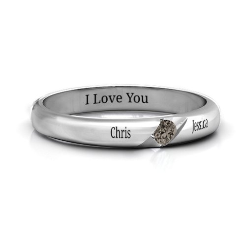 Women's Reveal Stone Grooved Ring