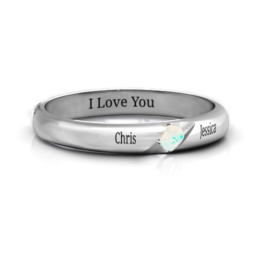 Women's Reveal Stone Grooved Ring