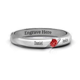 Women's Reveal Stone Grooved Ring in 925 Sterling Silver with Garnet
