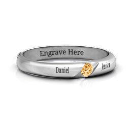 Women's Reveal Stone Grooved Ring in 925 Sterling Silver with Citrine